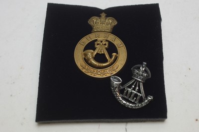 Lot 1006 - Silver Durham Light Infantry Cap badge and  Victorian OR's Glengarry badge