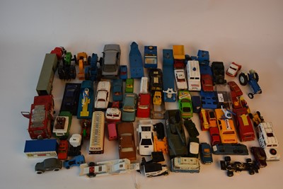 Lot 1167 - Two boxes of  toy vehicles by Dinky, Corgi, Matchbox, and others.