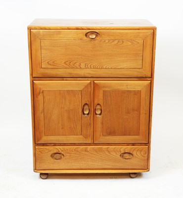 Lot 88 - Ercol - A blonde elm secretaire/drinks cabinet