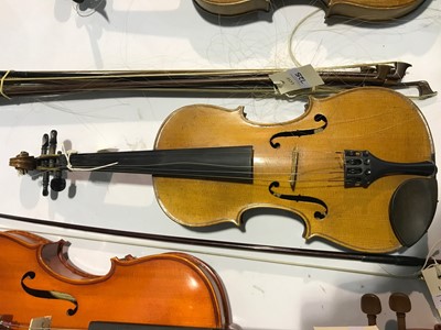 Lot 725 - Violin and bows cased