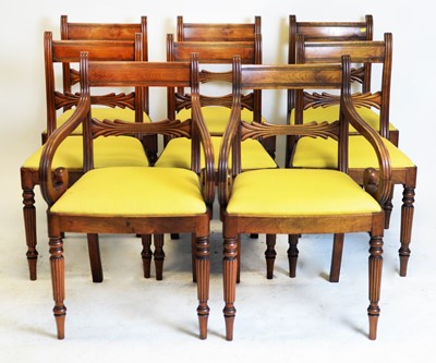 Lot 893 - Eight Regency mahogany dining chairs