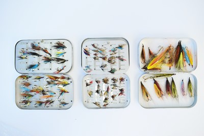 Lot 696 - Three Wheatley Silmalloy fly boxes and contents.