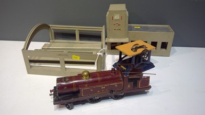 Lot 1155 - Trix Twin Railways ' Many-ways' buildings; A Hornby No 2 Tank Locomotive 4-4-4, etc