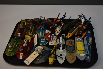 Lot 1169 - Vintage Dinky, Matchbox and other items including Hovercrafts, Helicopters and boats.