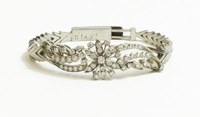 Lot 45 - A diamond floral bracelet