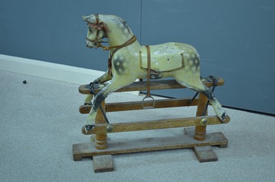 Lot 1102 - Vintage carved wood and painted rocking horse.