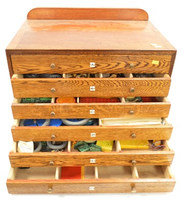 Lot 280 - Meccano in an oak chest of drawers