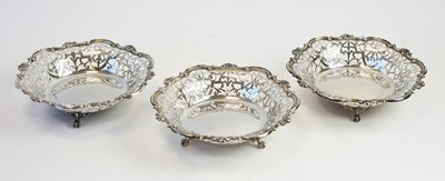 Lot 171 - Three silver bonbon dishes by Mappin & Webb