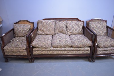 Lot 496 - Three-piece bergere suite.