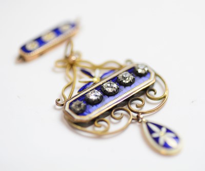 Lot 44 - A Victorian diamond and enamel pendant