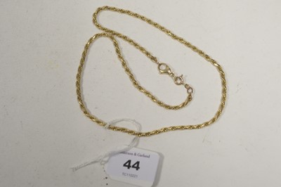 Lot 44 - A 9ct. yellow gold chain necklace.