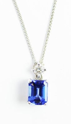 Lot 72 - Tanzanite and diamond pendant