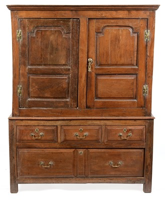 Lot 836 - George III oak press cupboard