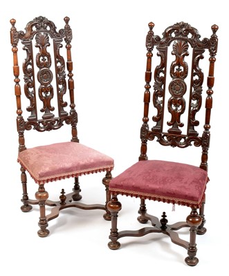 Lot 838 - Pair of Victorian high back chairs