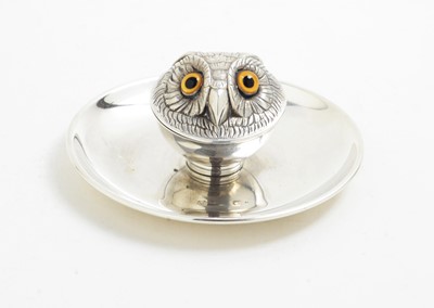 Lot 195 - Victorian silver owl pattern pin dish, by Sampson Mordan & Co