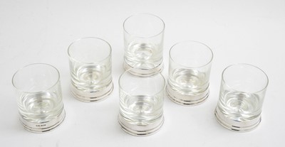 Lot 113 - Set of six tumbler glasses with silver bases