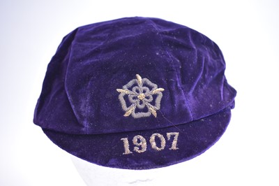 Lot 633 - Colin Veitch: two England Football Caps; and an England jersey badge.