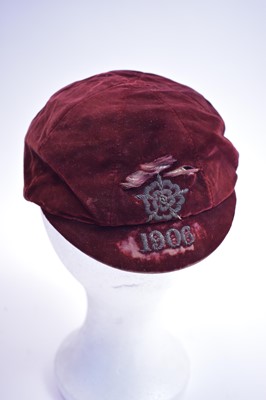 Lot 633 - Colin Veitch: two England Football Caps; and an England jersey badge.