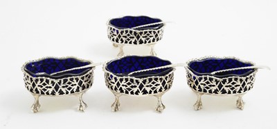 Lot 138 - Set of four silver table salts, by John Langford II & John Sebille