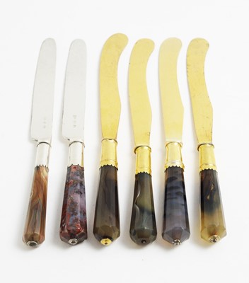 Lot 97 - Six agate handled knives