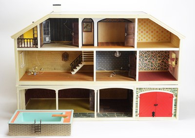 Lot 929 - Lundsby, Sweden: a modern three-storey doll's house and garage, and swimming pool.