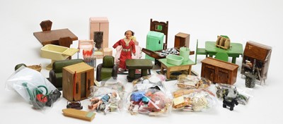 Lot 932 - A collection of miniature dolls, furniture and other items.