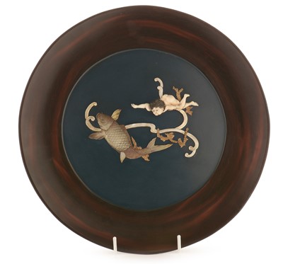 Lot 494 - Japanese Shibayama and lacquer plaque