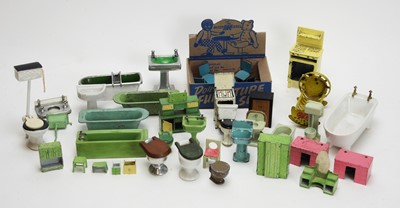 Lot 977 - Doll's house furniture, table and chairs and other items.