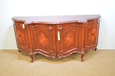 Lot 575 - An Italian inlaid walnut dining room suite.