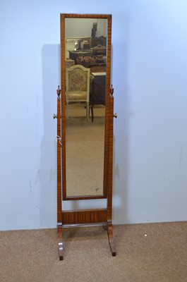 Lot 506 - Early 20th C mahogany cheval mirror.
