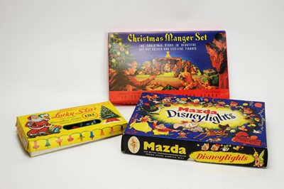 Lot 1154 - Two sets of Christmas tree lights; and a Christmas Manger set.