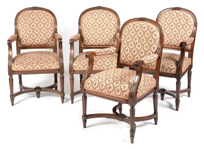 Lot 842 - Four Edwardian RMS Berengaria mahogany armchairs