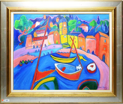 Lot 929 - Jean Harvey - oil on canvas board