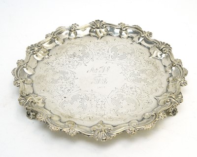 Lot 142 - A Victorian silver waiter.