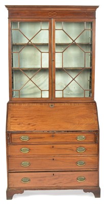 Lot 18 - George III mahogany bureau bookcase