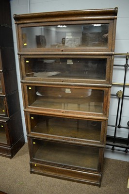Lot 121 - Globe-Wernicke Co. early 20th C oak five-tier bookcase.