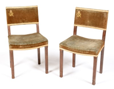 Lot 845 - W Hands & Sons - Pair of George VI coronation chairs
