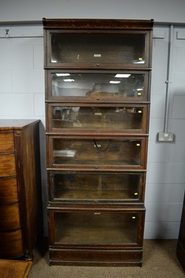 Lot 122 - Globe-Wernicke Co. early 20th C six-tier oak bookcase.
