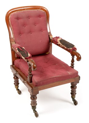 Lot 898 - J. Alderman, London: a Victorian walnut campaign armchair.