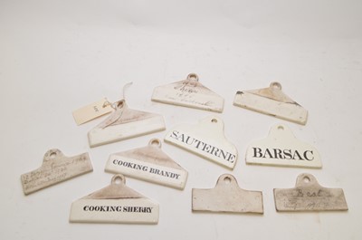 Lot 323 - 19th Century wine bin labels