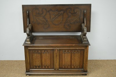 Lot 11 - Mid 20th C oak monk's bench.