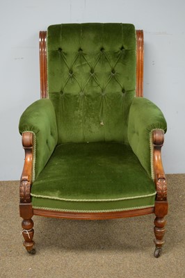 Lot 8 - Victorian button-back armchair.