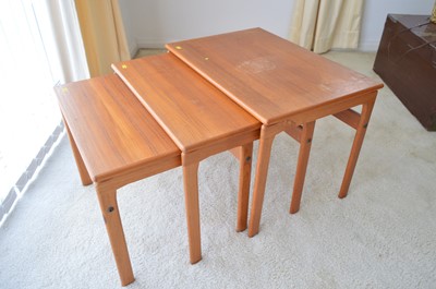 Lot 134 - Trioh: a nest of three 1970's Danish teak occasional tables.