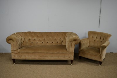 Lot 20 - Late Victorian Chesterfield style sofa; and a tub chair both by Sopwith