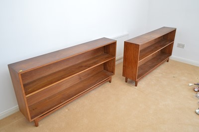 Lot 133 - A pair of mid Century teak open bookcases.