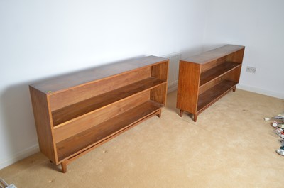 Lot 133 - A pair of mid Century teak open bookcases.