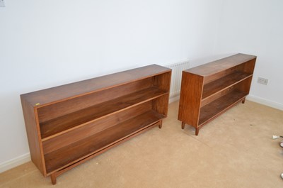 Lot 133 - A pair of mid Century teak open bookcases.