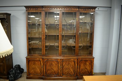 Lot 118 - Reprodux George III style mahogany breakfront library bookcase.