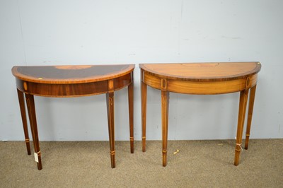 Lot 19 - Two Georgian style semi-circular side tables.