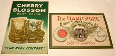 Lot 1115 - Cherry Blossom sign, and Hampshire Mineral Water sign.